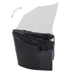 Lit De Jardin Modulable à Auvent Résine Et Tissu Noir Velass -Esprit Plein Air lit de jardin modulable a auvent resine et tissu noir 8719883868196 400436