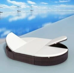 Lit De Jardin Polyester Blanc Et Résine Tressée Marron Leffo -Esprit Plein Air lit de jardin polyester blanc et resine tressee marron 3666722554664 389408