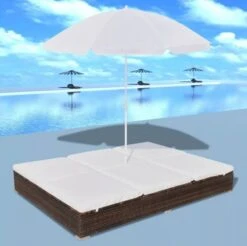 Lit De Jardin Réglable Avec Parasol Résine Tressée Marron Uvo -Esprit Plein Air lit de jardin reglable avec parasol resine tressee marron uvo 3666722559867 384580