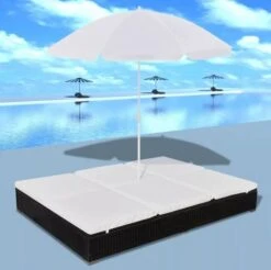 Lit De Jardin Réglable Avec Parasol Résine Tressée Noire Uvo -Esprit Plein Air lit de jardin reglable avec parasol resine tressee noire uvo 3666722559850 384590