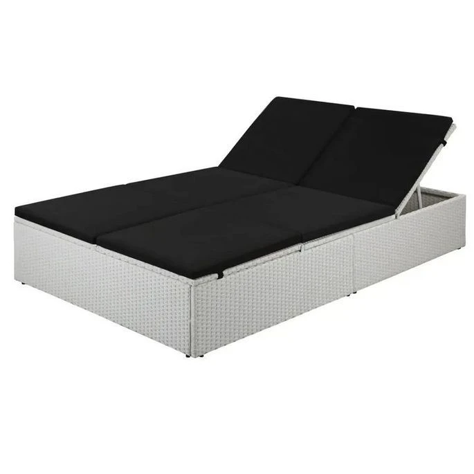 Lit De Jardin Résine Tressée Blanche Et Polyester Noir Imia 1 Lit De Jardin Résine Tressée Blanche Et Polyester Noir Imia