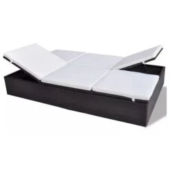 Lit De Jardin Résine Tressée Marron Et Polyester Blanc Imia -Esprit Plein Air lit de jardin resine tressee marron et polyester blanc imia 3666722559522 384940