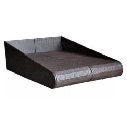 Lit De Jardin Résine Tressée Marron Et Polyester Blanc Imia 2 -Esprit Plein Air lit de jardin resine tressee marron et polyester blanc imia 3666722560283 384083