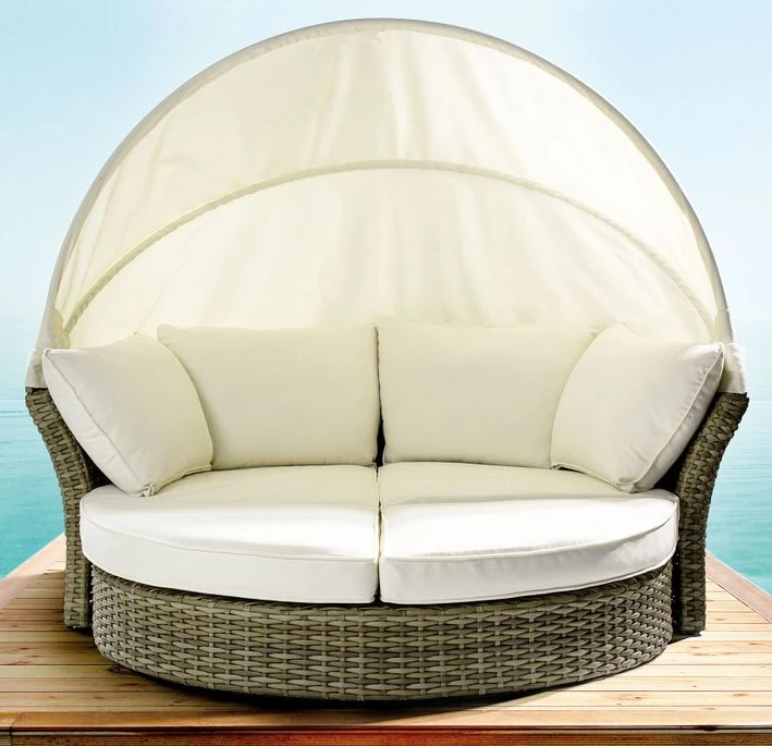 Lit De Jardin Rotatif En Aluminium Tresse En Fibre Blanc Laurie 2 Lit De Jardin Rotatif En Aluminium Tresse En Fibre Blanc Laurie – Image 2