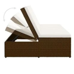 Lit De Jardin Tissu Blanc Et Résine Tressée Marron Viali -Esprit Plein Air lit de jardin tissu blanc et resine tressee marron 3666722554459 389545