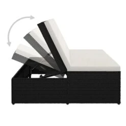 Lit De Jardin Tissu Blanc Et Résine Tressée Noire Viali -Esprit Plein Air lit de jardin tissu blanc et resine tressee noire 3666722554466 389540