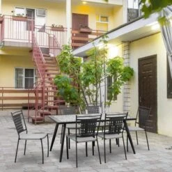 Lot De 2 Chaises A Manger De Jardin - Style Zellige - Acier Thermolaqué + Textilene - 50 X 59 X 91 Cm -Esprit Plein Air lot de 2 chaises a manger de jardin style zellige acier thermolaque textilene 50 x 59 x 91 cm 3619999329800 1297386