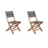 Lot De 2 Chaises De Jardin En Bois D'acacia FSC Et Assise Textilene - 50 X 57 X 90 Cm - Gris
