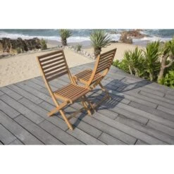 Lot De 2 Chaises De Jardin Pliantes En Eucalyptus FSC - 57 X 46,5 X 90 Cm -Esprit Plein Air lot de 2 chaises de jardin pliantes en eucalyptus fsc 57 x 46 5 x 90 cm 3612401826096 1246548