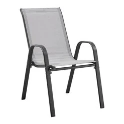 Lot De 2 Fauteuils - Acier Et Textile - Hauteur Du Siege : 41 Cm - Couleur Gris -Esprit Plein Air lot de 2 fauteuils acier et textile hauteur du siege 41 cm couleur gris 3619999332671 1354425