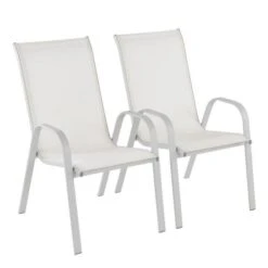 Lot De 2 Fauteuils En Acier - 54,5 X76 X 96cm - Gris