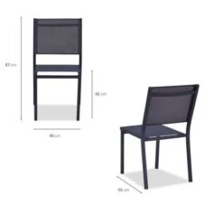 Lot De 4 Chaises De Jardin En Aluminium Assise Textilene - 48 X 56 X 87 Cm - Gris -Esprit Plein Air lot de 4 chaises de jardin en aluminium assise textilene 48 x 56 x 87 cm gris 3612408312936 597577