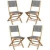 Lot De 4 Chaises De Jardin En Bois D'acacia FSC Et Assise Textilene - 50 X 57 X 90 Cm - Gris