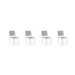 Lot De 4 Chaises Empilables - Aluminium Et Textilene - Blanc Et Gris -Esprit Plein Air lot de 4 chaises empilables aluminium et textilene blanc et gris 3619999349143 1297392