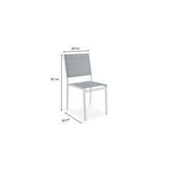 Lot De 4 Chaises Empilables - Aluminium Et Textilene - Blanc Et Gris -Esprit Plein Air lot de 4 chaises empilables aluminium et textilene blanc et gris 3619999349143 1297393