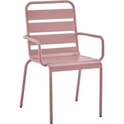 Lot De 4 Fauteuils De Jardin - Acier - Rose -Esprit Plein Air lot de 4 fauteuils de jardin acier rose 3619999333012 1380077