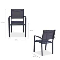 Lot De 4 Fauteuils De Jardin En Aluminium Assise Textilene - 57 X 56 X 87 Cm - Gris -Esprit Plein Air lot de 4 fauteuils de jardin en aluminium assise textilene 57 x 56 x 87 cm gris 3612408313933 597547