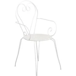 Lot De 4 Fauteuils De Jardin Romantique Empilable En Fer Forgé - Blanc