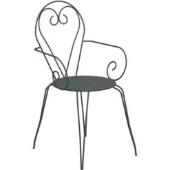 Lot De 4 Fauteuils De Jardin Romantique Empilable En Fer Forgé - Vert