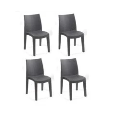 Lots De 4 Chaises LADY Empilable, Aspect Résine Tressée