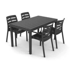 Lots De 4 Fauteuil Empilable BORNEO - Gris Anthracite -Esprit Plein Air lots de 4 fauteuil empilable borneo gris anthracite 8009271017801 438556