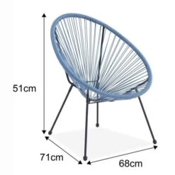 MANA Fauteuil Design En Forme D'oeuf - Cordage En Plastique Bleu Pastel -Esprit Plein Air mana fauteuil design en forme d oeuf cordage en plastique bleu pastel 3612408086745 429855