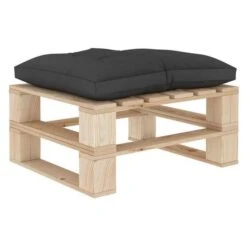 Pouf De Jardin Coussin Noir Et Palette Pin Massif Clair Farsa