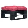 Pouf De Jardin Coussin Rouge Et Palette Pin Massif Noir Farsa