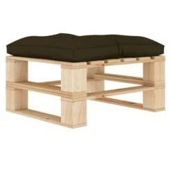 Pouf De Jardin Coussin Taupe Et Palette Pin Massif Clair Farsa