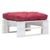 Pouf De Jardin Polyester Rouge Et Pin Massif Blanc Vralee