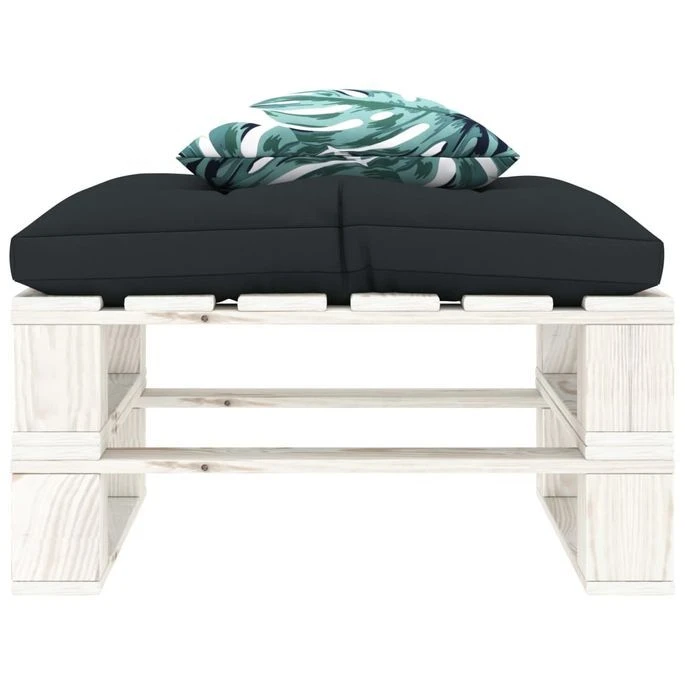 Repose-pied Palette Avec Coussin Anthracite Et Fleur Bois 2 Repose-pied Palette Avec Coussin Anthracite Et Fleur Bois – Image 2