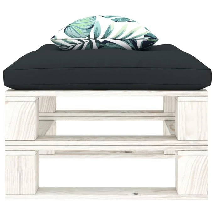 Repose-pied Palette Avec Coussin Anthracite Et Fleur Bois 3 Repose-pied Palette Avec Coussin Anthracite Et Fleur Bois – Image 3