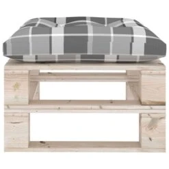 Repose-pied Palette De Jardin Avec Coussin à Carreaux Gris Pin -Esprit Plein Air repose pied palette de jardin avec coussin a carreaux gris pin 8720286304969 1232123