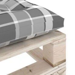 Repose-pied Palette De Jardin Avec Coussin à Carreaux Gris Pin -Esprit Plein Air repose pied palette de jardin avec coussin a carreaux gris pin 8720286304969 1232125
