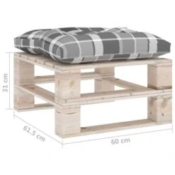 Repose-pied Palette De Jardin Avec Coussin à Carreaux Gris Pin -Esprit Plein Air repose pied palette de jardin avec coussin a carreaux gris pin 8720286304969 1232126