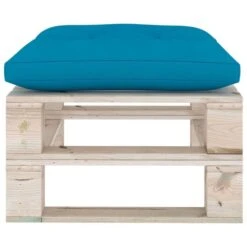 Repose-pied Palette De Jardin Avec Coussin Bleu Bois De Pin -Esprit Plein Air repose pied palette de jardin avec coussin bleu bois de pin 8720286304891 1261535