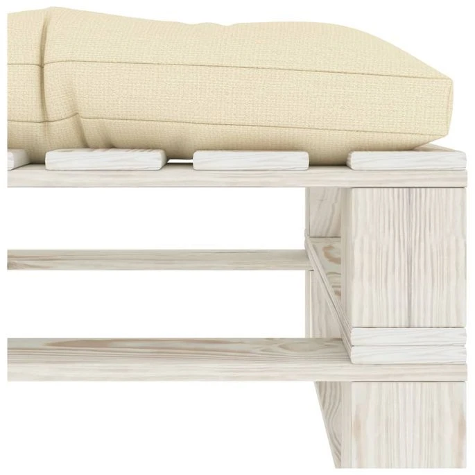 Repose-pied Palette De Jardin Avec Coussin Crème Bois 3 4 Repose-pied Palette De Jardin Avec Coussin Crème Bois 3 – Image 4