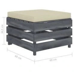 Repose-pied Palette De Jardin Avec Coussin Crème Bois 2 -Esprit Plein Air repose pied palette de jardin avec coussin creme bois 8719883898483 1281067