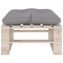 Repose-pied Palette De Jardin Avec Coussin Gris Bois De Pin -Esprit Plein Air repose pied palette de jardin avec coussin gris bois de pin 8720286304884 1261530