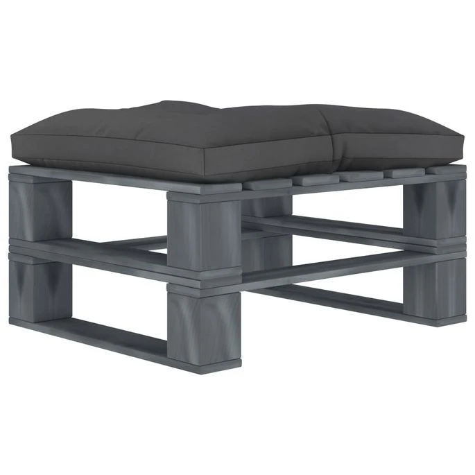 Repose-pied Palette De Jardin Avec Coussin Noir Bois 2 1 Repose-pied Palette De Jardin Avec Coussin Noir Bois 2