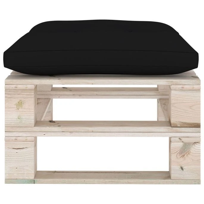 Repose-pied Palette De Jardin Avec Coussin Noir Bois De Pin 3 Repose-pied Palette De Jardin Avec Coussin Noir Bois De Pin – Image 3