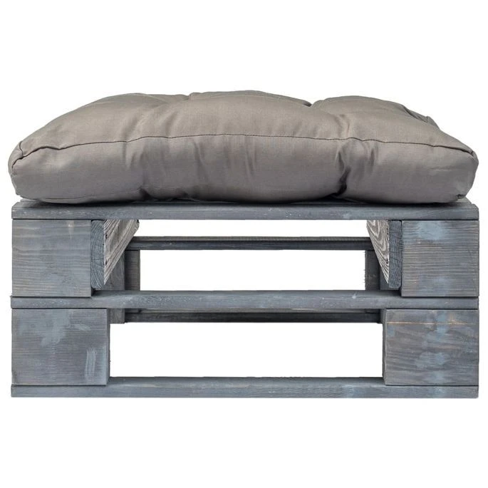 Repose-pied Palette De Jardin Avec Coussins Gris Bois Gris 2 Repose-pied Palette De Jardin Avec Coussins Gris Bois Gris – Image 2