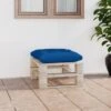 Repose-pied Palette De Jardin Et Coussin Bleu Royal Bois De Pin