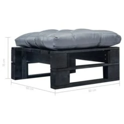 Repose-pied Palette De Jardin Et Coussin Gris Bois Noir -Esprit Plein Air repose pied palette de jardin et coussin gris bois noir 3666722887120 1177138
