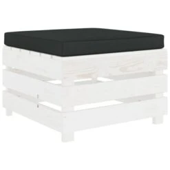 Repose-pied Palette De Jardin Et Coussin Noir Bois