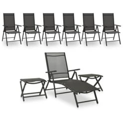 Salon De Jardin 9 Pcs Noir Et Anthracite
