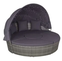 Salon De Jardin à LED 4 Pièces Résine Tressée Et Tissu Gris Uvo