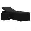Set Chaise Longue Et Table Tissu Et Résine Tressée Noir Viali