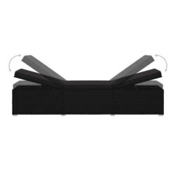 Set Chaise Longue Et Table Tissu Et Résine Tressée Noir Viali -Esprit Plein Air set chaise longue et table tissu et resine tressee noir 3666722554404 389570