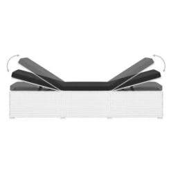 Set Chaise Longue Et Table Tissu Noir Et Résine Blanche Viali -Esprit Plein Air set chaise longue et table tissu noir et resine blanche 3666722554398 389574